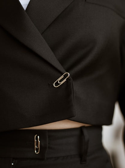 Black Cufflink Pant Suit