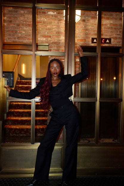 NAVY PINSTRIPE CUFFLINK BLAZER