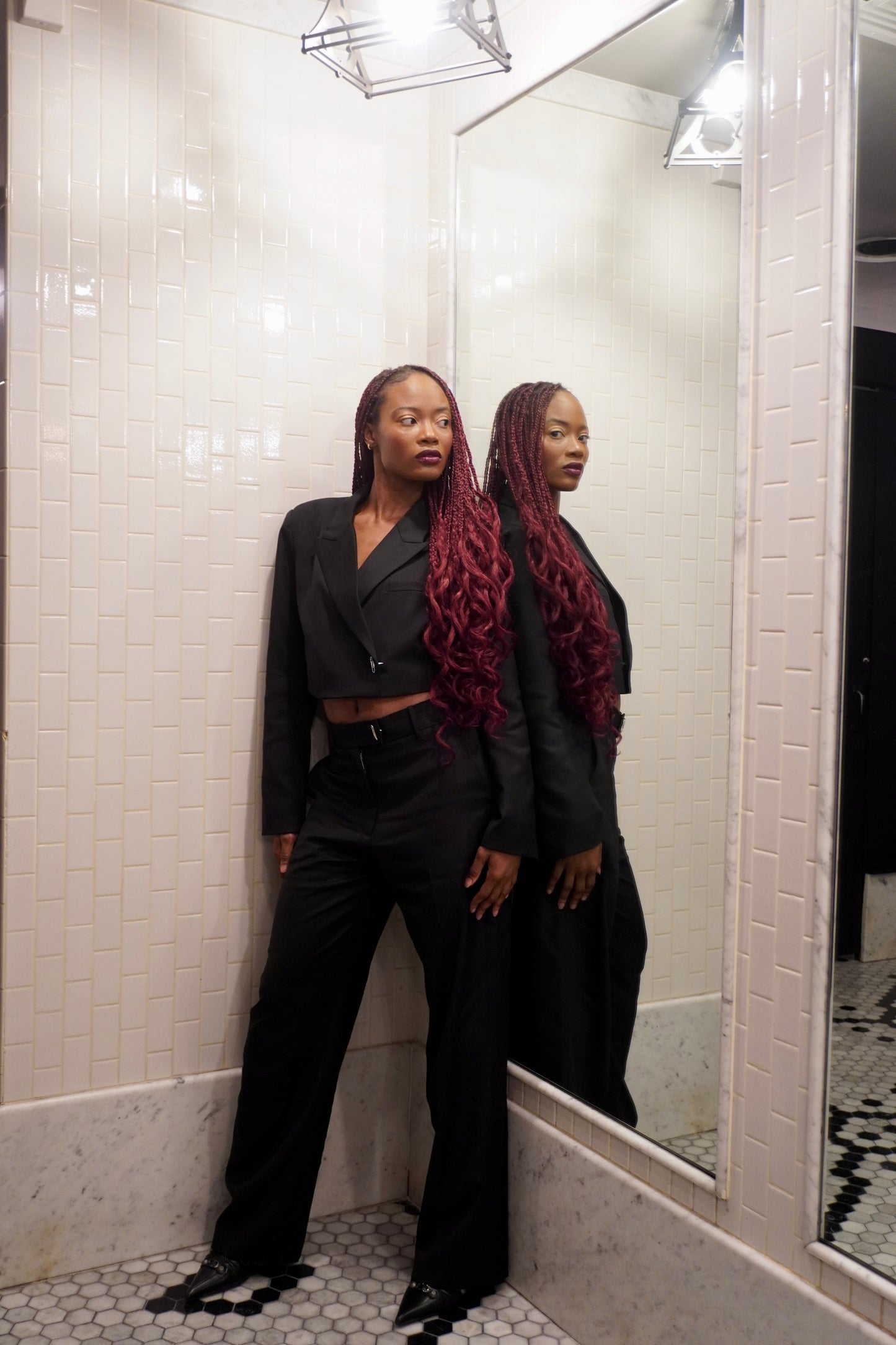 NAVY PINSTRIPE CUFFLINK BLAZER