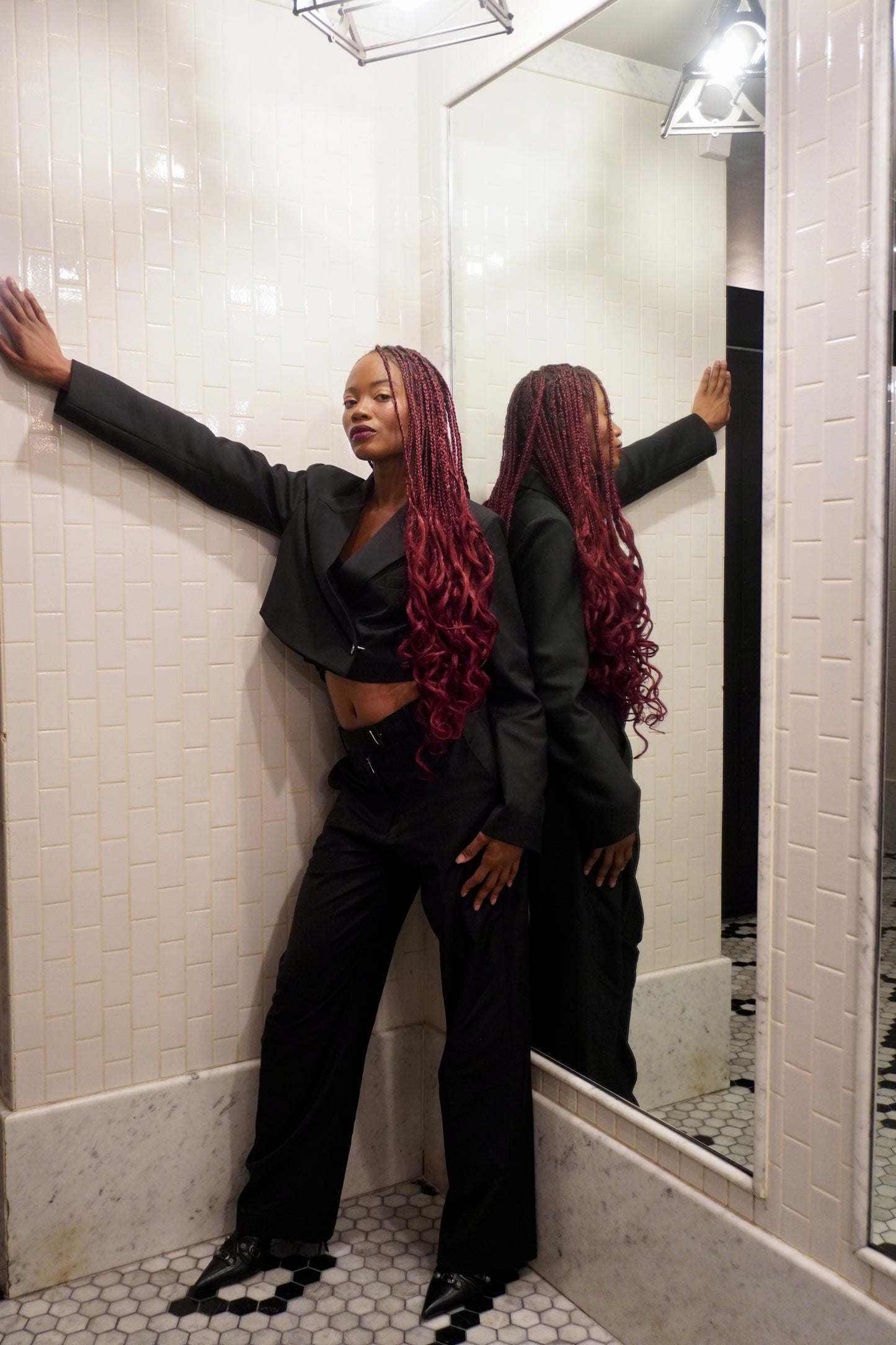 NAVY PINSTRIPE CUFFLINK BLAZER