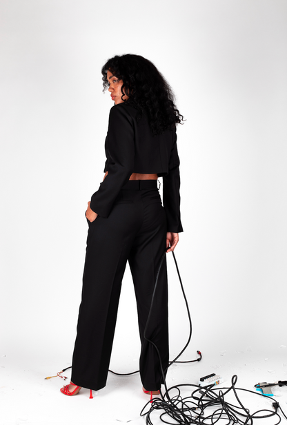 Black Cufflink Pant Suit