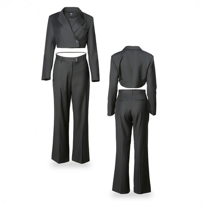 Black Cufflink Pant Suit