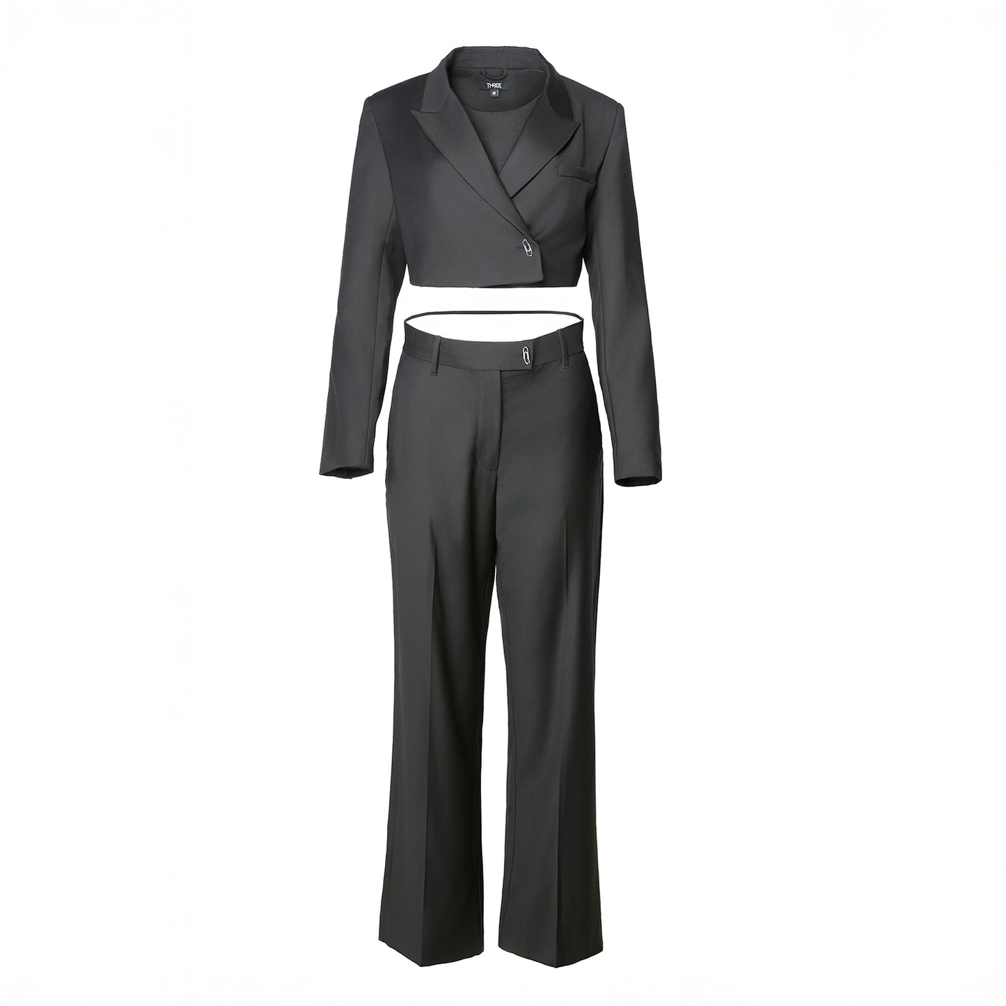 Black Cufflink Pant Suit