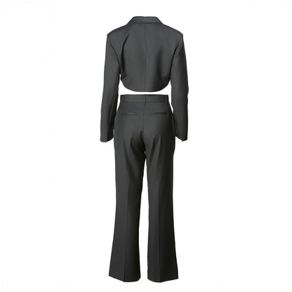 Black Cufflink Pant Suit